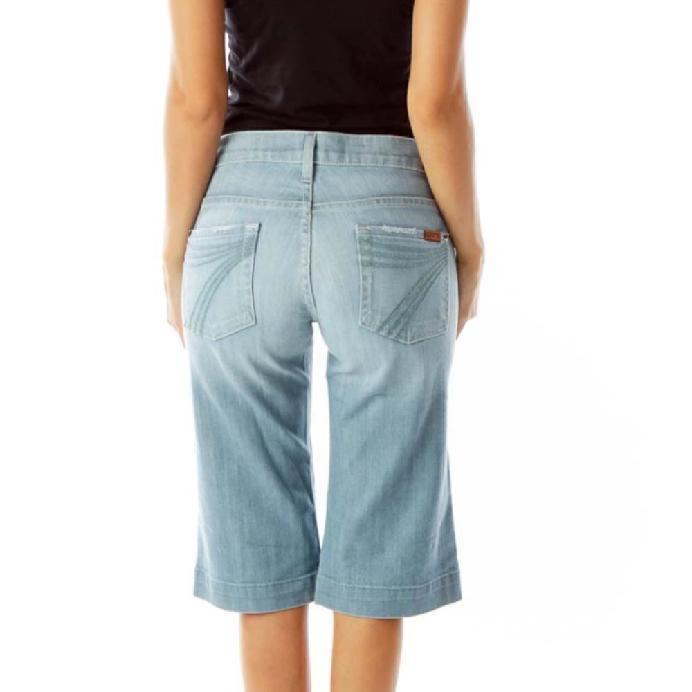 7 For All Mankind Light Blue Straight Cropped Jean - Picture 3 of 3